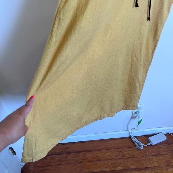 Pana Mina Flax Cotton Lagenlook Dress Size XS Yellow Boho Ethically Made India - Picture 6 of 10